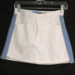 SODA POP - Exclusive Handmade | large | White Denim Skirt With Blue Side Stripe